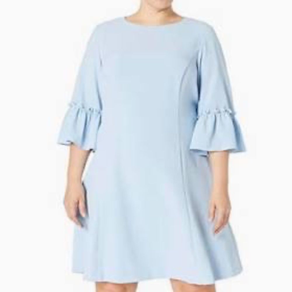 Eliza J NWT Women's Powder Blue Ruffle 3/4 Sleeve Dress Sz 10
